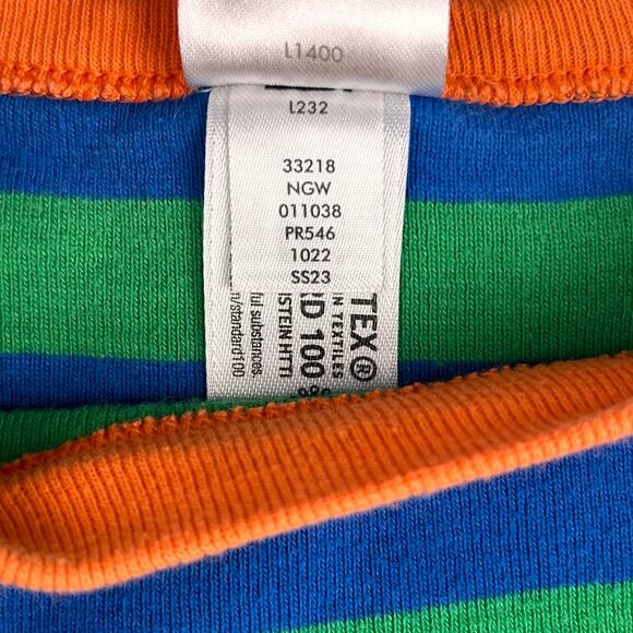 Hanna Andersson Boys Pajama Top 160 (US 14) Blue Green Striped Short Sleeve - Picture 8 of 8